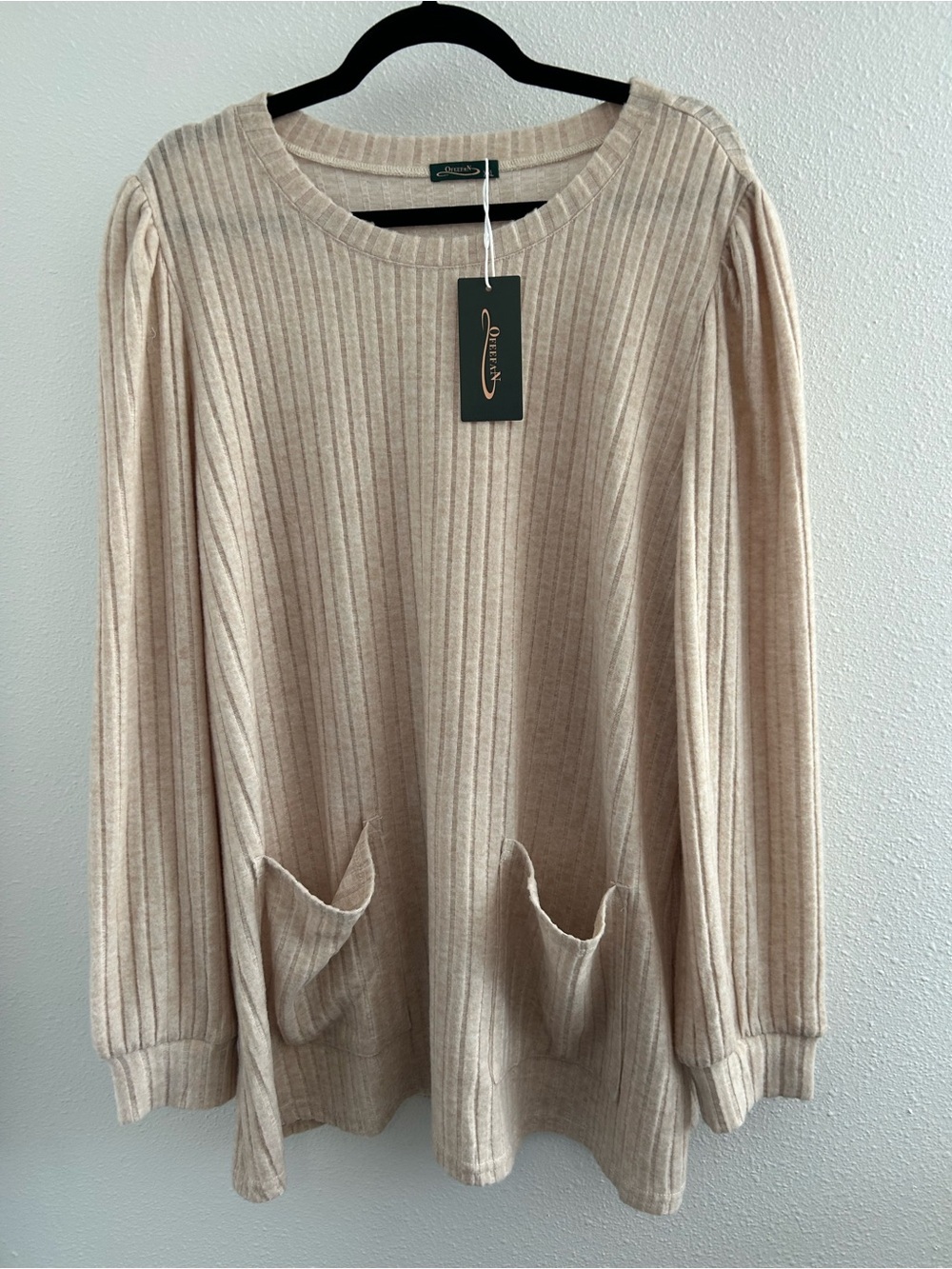 Ofeefan Ribbed Scoop Neck Sweater